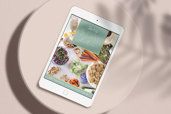 Tone It Up 5 Day Detox on ipad digital document for five days of instructions and recipes to reset and renew your mind body and life